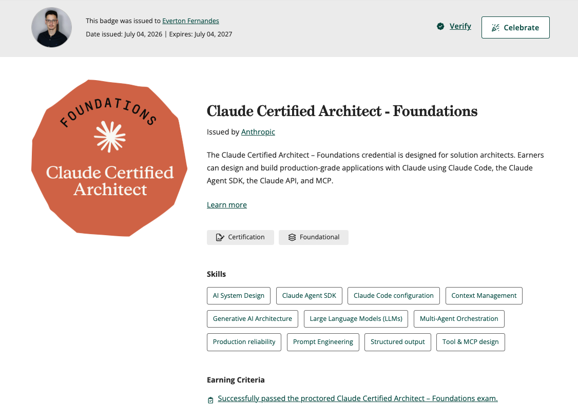 Anthropic - Claude Certified Architect - Foundations